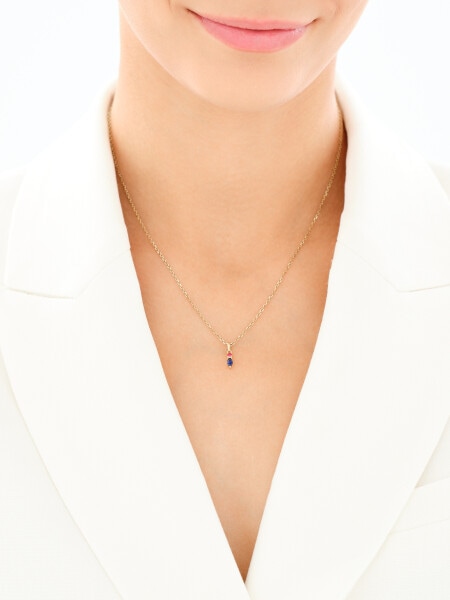 14 K Yellow Gold Set with Synthetic Sapphire