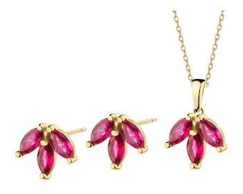 14 K Yellow Gold Set with Synthetic Ruby