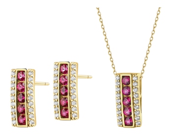 8 K Yellow Gold Set with Synthetic Ruby