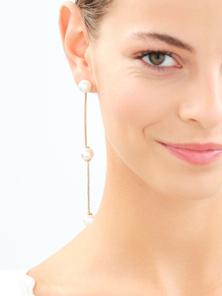 Stainless Steel Dangling Earring with Synthetic Pearl