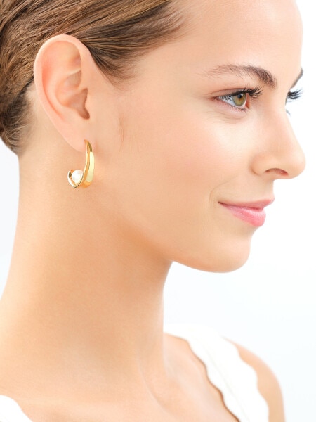 Stainless Steel Dangling Earring with Synthetic Pearl