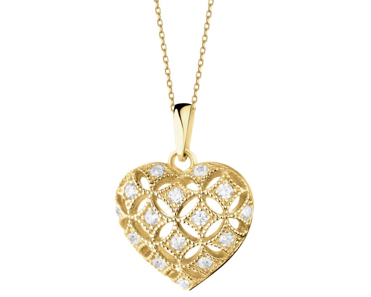 8 K Yellow Gold Pendant with Cubic Zirconia