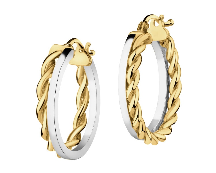 9 K Rhodium-Plated Yellow Gold Hoop Earring 