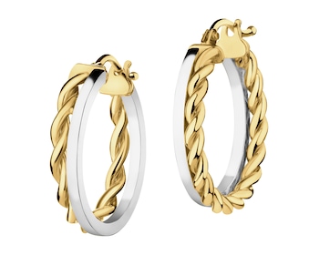 9 K Rhodium-Plated Yellow Gold Hoop Earring 