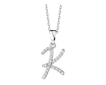 14 K Rhodium-Plated White Gold Pendant with Cubic Zirconia