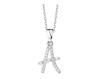 14 K Rhodium-Plated White Gold Pendant with Cubic Zirconia