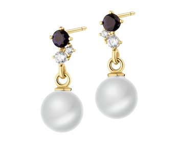 8 K Yellow Gold Dangling Earring with Pearl