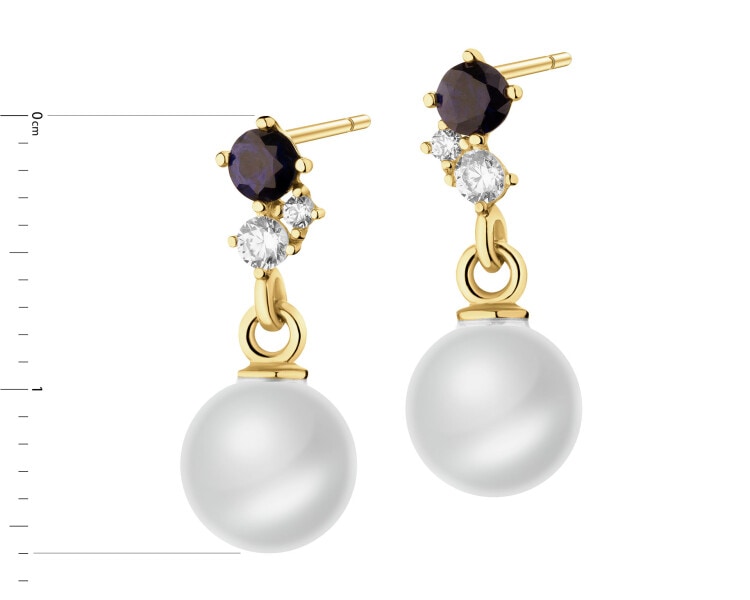 8 K Yellow Gold Dangling Earring with Pearl