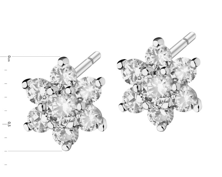 14 K Rhodium-Plated White Gold Earrings with Cubic Zirconia