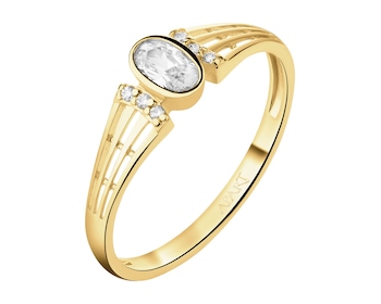 8 K Yellow Gold Ring with Cubic Zirconia