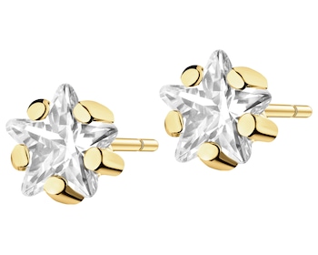 8 K Yellow Gold Earrings with Cubic Zirconia