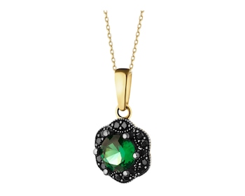 333 Yellow Gold/Black Rhodium Pendant with Cubic Zirconia