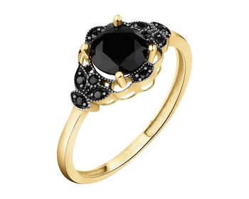 333 Yellow Gold/Black Rhodium Ring with Cubic Zirconia