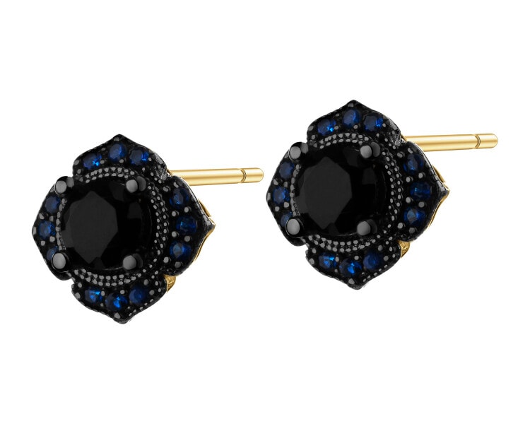 333 Yellow Gold/Black Rhodium Earrings with Cubic Zirconia