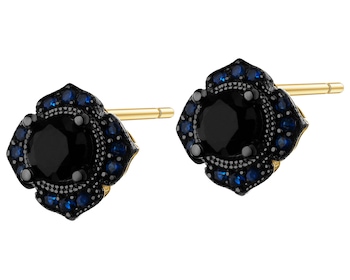 333 Yellow Gold/Black Rhodium Earrings with Cubic Zirconia