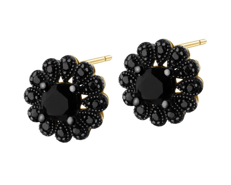 333 Yellow Gold/Black Rhodium Earrings with Cubic Zirconia