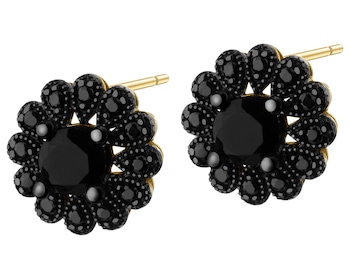 333 Yellow Gold/Black Rhodium Earrings with Cubic Zirconia