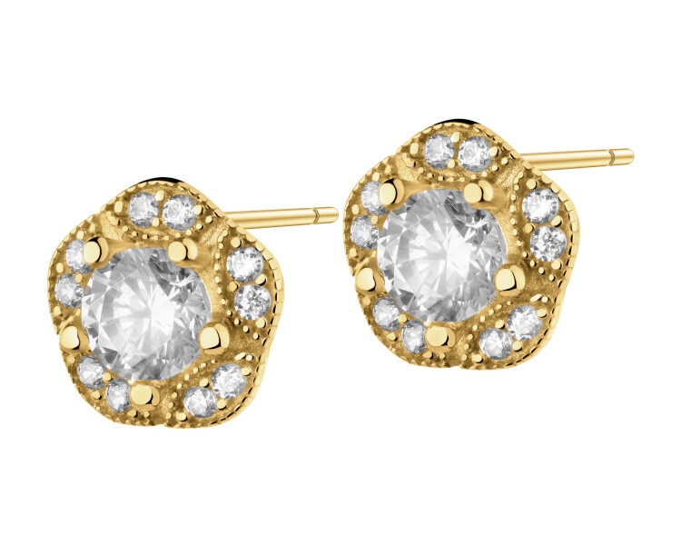 Gold earrings with zircons