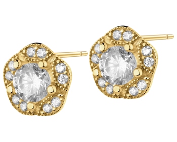 Gold earrings with zircons