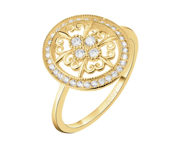 8 K Yellow Gold Ring with Cubic Zirconia