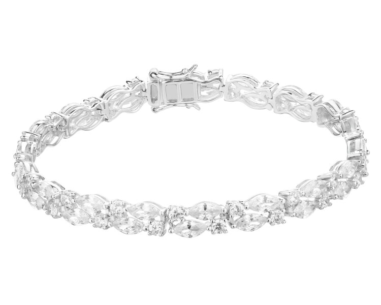 Rhodium Plated Silver Bracelet with Cubic Zirconia