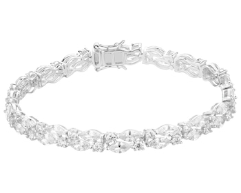 Rhodium Plated Silver Bracelet with Cubic Zirconia