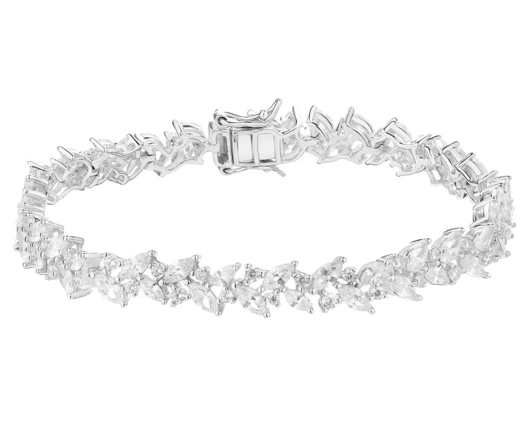 Rhodium Plated Silver Bracelet with Cubic Zirconia