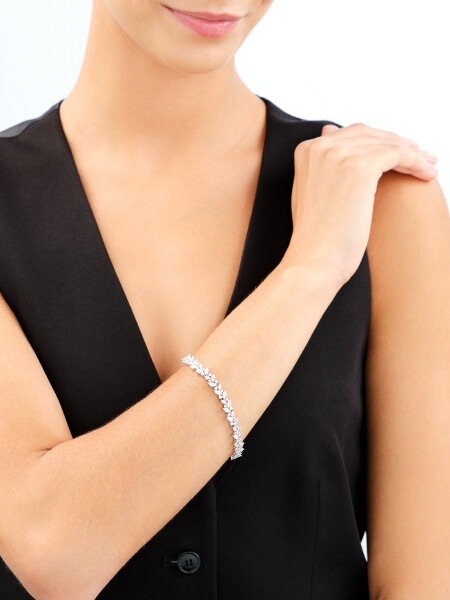 Rhodium Plated Silver Bracelet with Cubic Zirconia