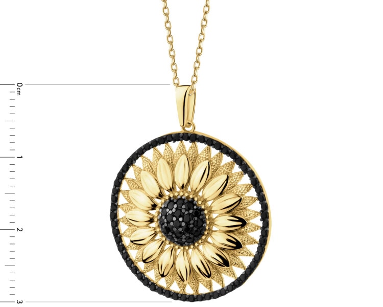375 Yellow Gold/Black Rhodium Pendant with Cubic Zirconia
