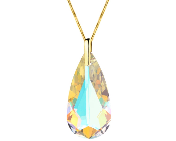 8 K Yellow Gold Pendant with Synthetic Crystal