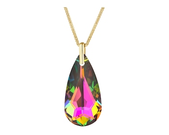 14 K Yellow Gold Pendant with Synthetic Crystal