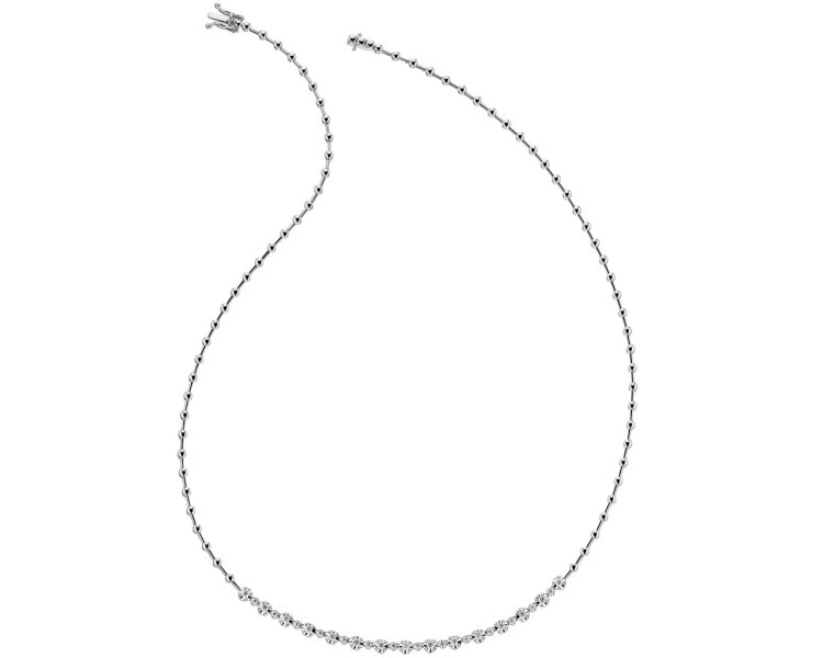 14 K Rhodium-Plated White Gold Necklace with Diamonds - 0,35 ct - fineness 14 K