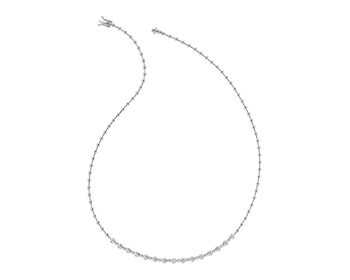 14 K Rhodium-Plated White Gold Necklace with Diamonds - 0,35 ct - fineness 14 K