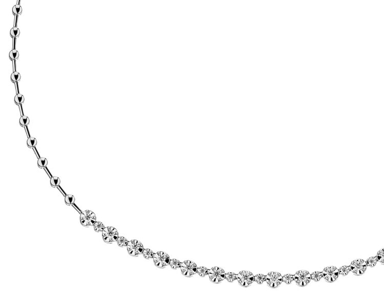 14 K Rhodium-Plated White Gold Necklace with Diamonds - 0,35 ct - fineness 14 K