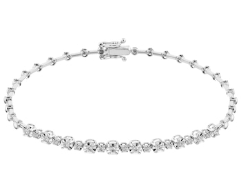 14 K Rhodium-Plated White Gold Bracelet with Diamonds - 0,23 ct - fineness 14 K