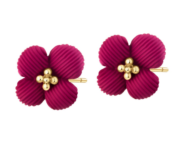 Gold-plated earrings - flowers