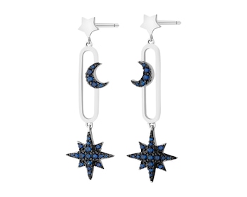 Rhodium-Plated Silver, Black Rhodium Dangling Earring with Cubic Zirconia