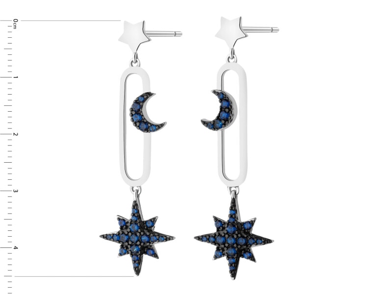 Rhodium-Plated Silver, Black Rhodium Dangling Earring with Cubic Zirconia