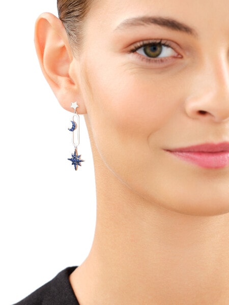 Rhodium-Plated Silver, Black Rhodium Dangling Earring with Cubic Zirconia