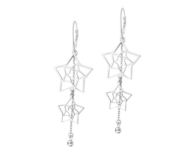 Rhodium Plated Silver Dangling Earring 