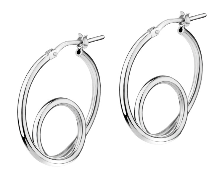 Rhodium Plated Silver Hoop Earring 