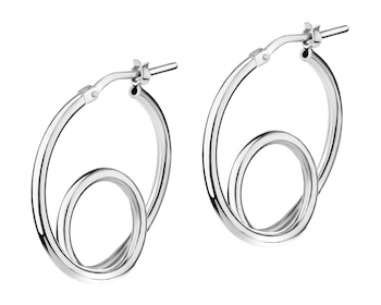 Rhodium Plated Silver Hoop Earring 