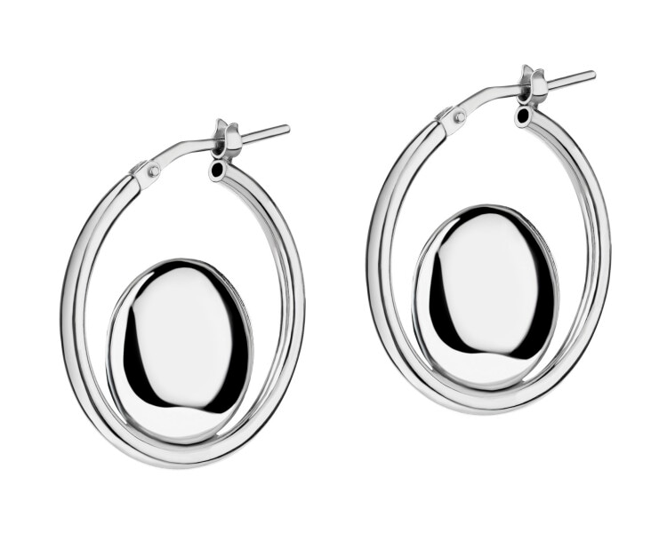 Rhodium Plated Silver Hoop Earring 