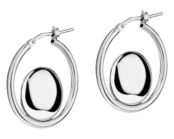 Rhodium Plated Silver Hoop Earring 