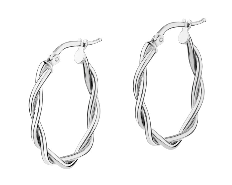 Rhodium Plated Silver Hoop Earring 