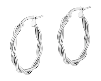 Rhodium Plated Silver Hoop Earring 