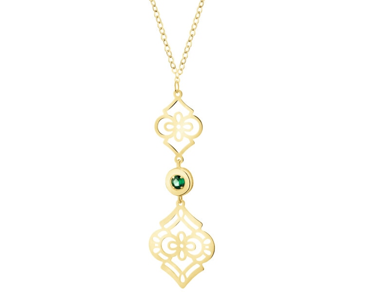 14 K Yellow Gold Necklace with Cubic Zirconia