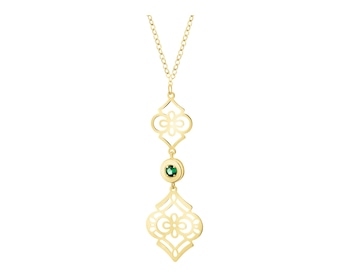 14 K Yellow Gold Necklace with Cubic Zirconia