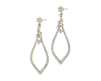 14 K Rhodium-Plated Yellow Gold Dangling Earring with Diamonds - 0,51 ct - fineness 14 K