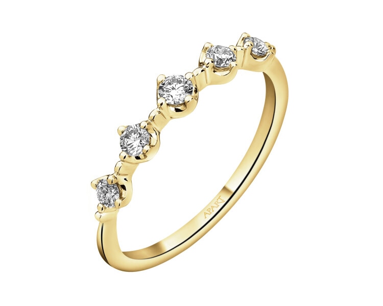 14 K Yellow Gold Ring with Diamonds - 0,25 ct - fineness 14 K